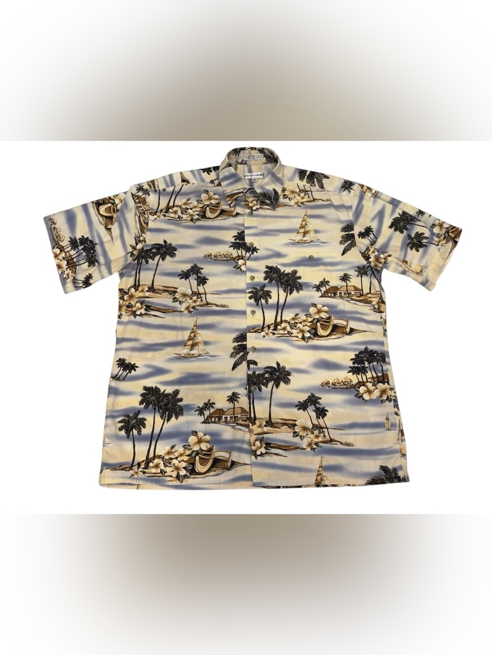 Vintage Pierre Cardin Tropical Shirt Cotton Short Sleeve Hawaiian Button Up Sz M - Picture 4 of 6